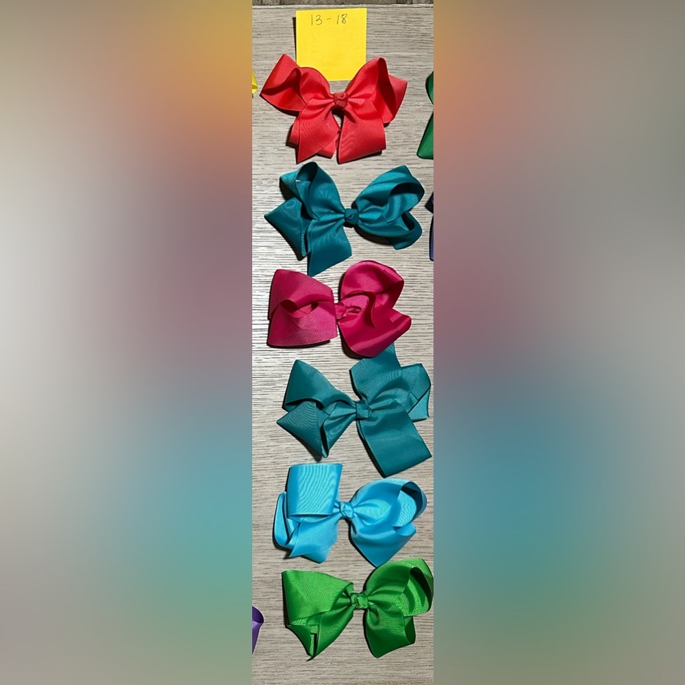 Ruffle Girl.  6” GrosgrainRibbon Hair Bows w/ small alligator clips.  Bow #13-18